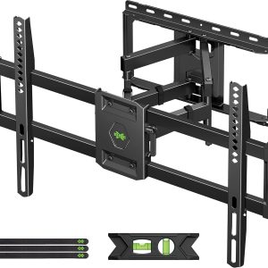USX Mount Full Motion TV Wall Mount for Most 42-86 inch Flat Screen/LED/4K, TV Mount Bracket Dual Swivel Articulating Tilt 6 Arms, Fits 8” 12” 16" Wood Studs,Max VESA 600x400mm, Holds up to 132lbs